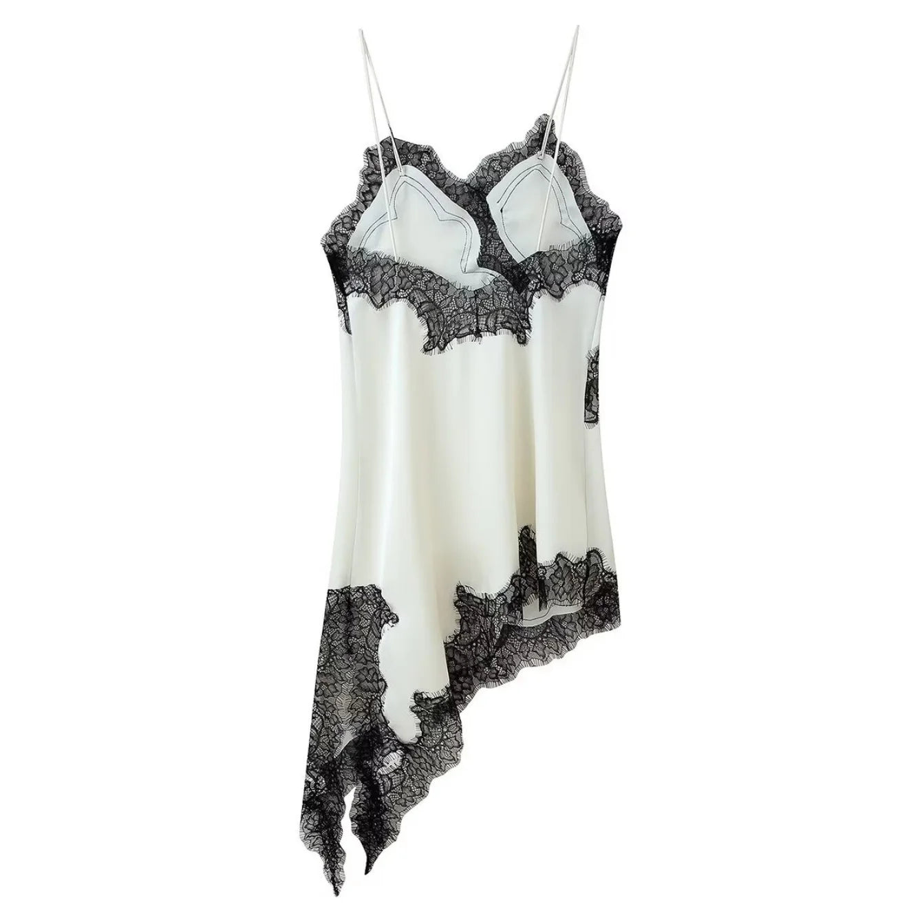 Lace panel slip dress