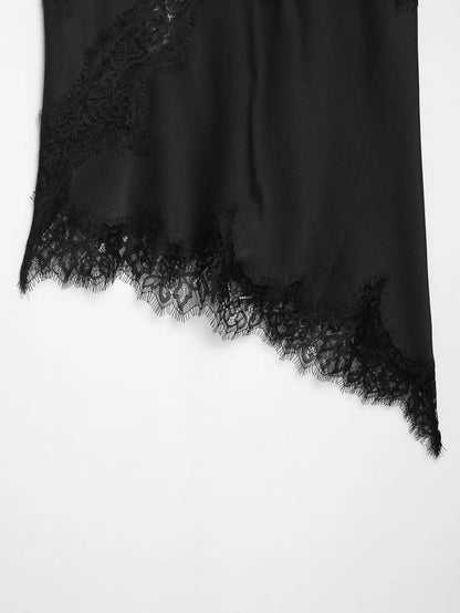 Lace-paneled camisole tops