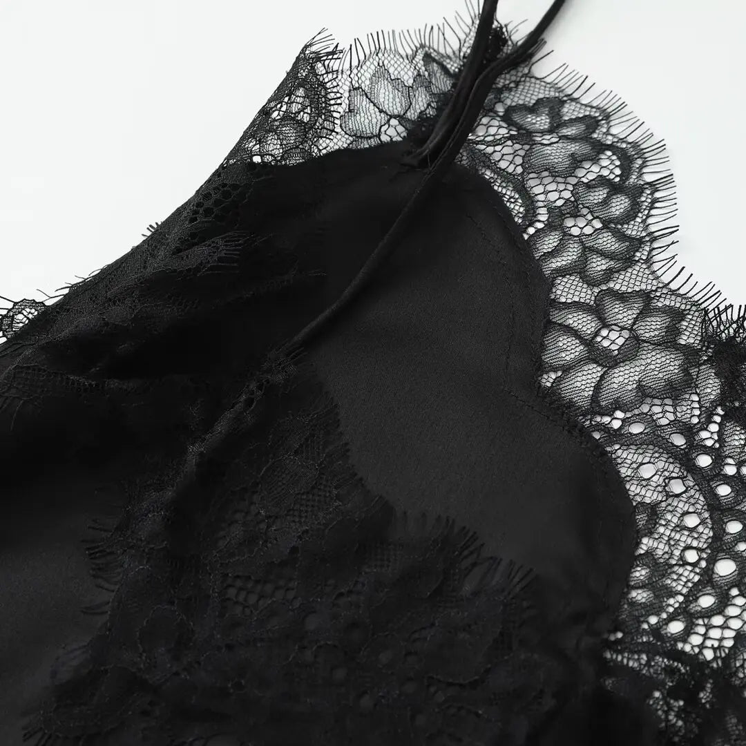 Women's tops lace trim ruffle asymmetrical hem
