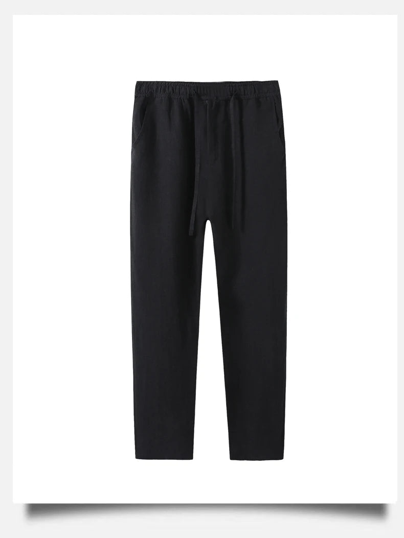 Ankle-length casual linen pants