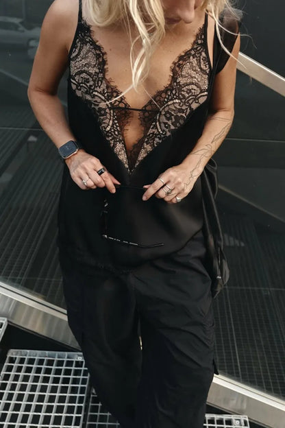 Sexy Lace Trim Cami Top