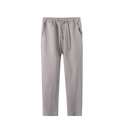 Ankle-length casual linen pants