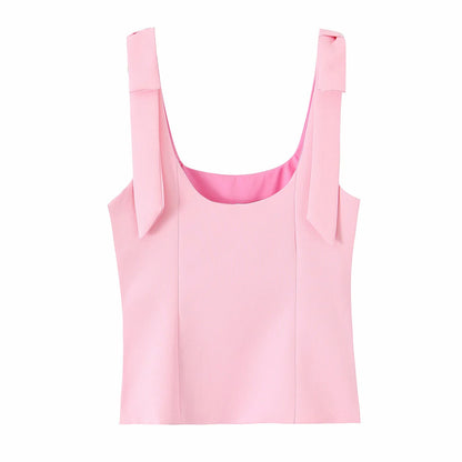 Tops verano Sexy sin mangas arco cuello cuadrado