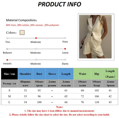 Smart casual linen shorts and waistcoat set