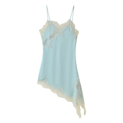 Lace panel slip dress