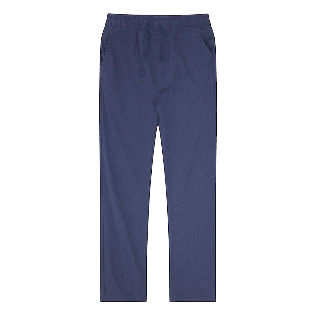 Solid color linen and cotton trousers
