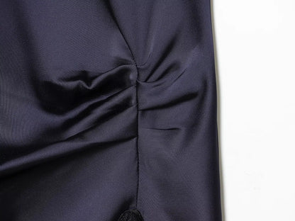 satin lace patchwork slit sexy dresses