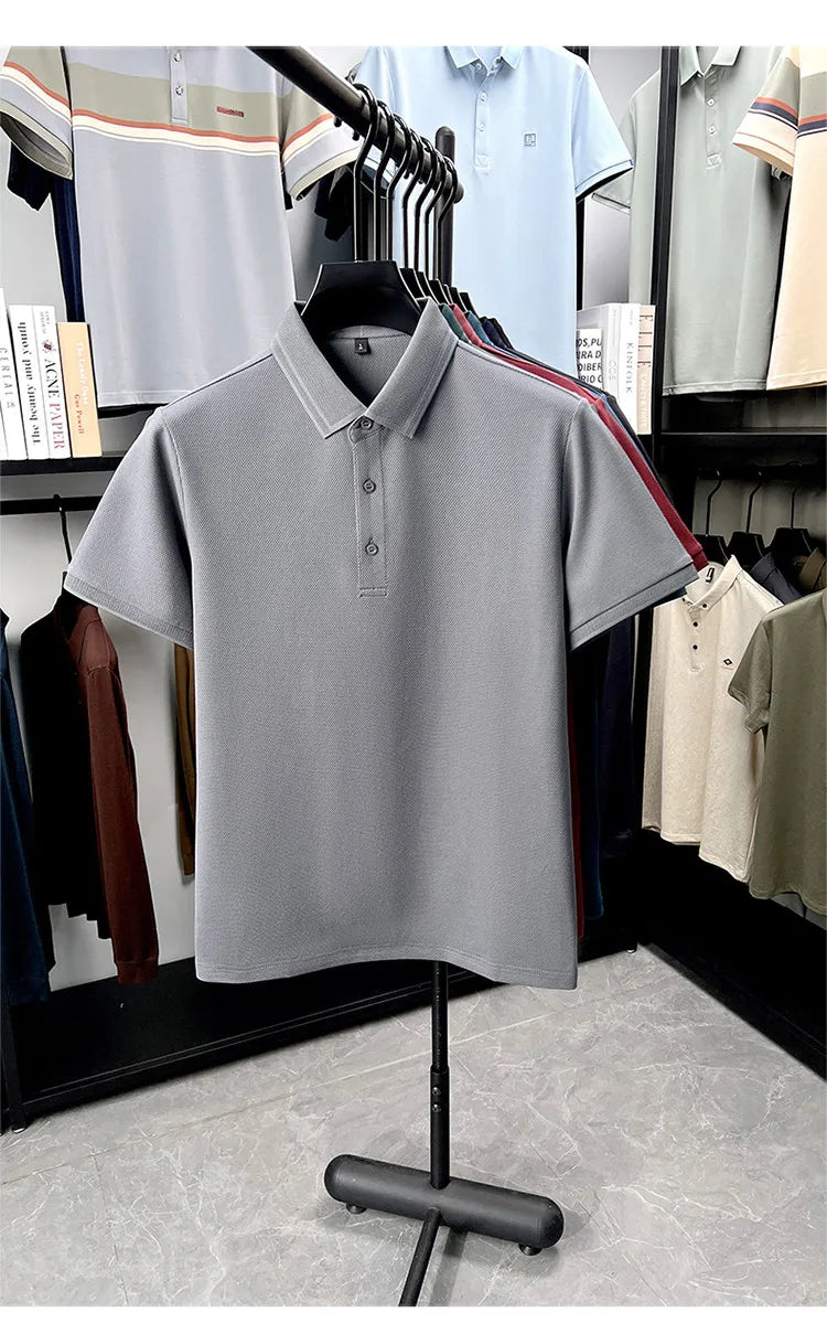 Polo de 76% algodón para hombre: tela texturizada transpirable