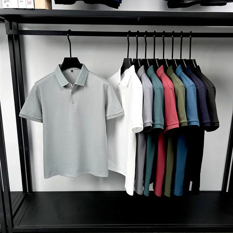 Polo de 76% algodón para hombre: tela texturizada transpirable