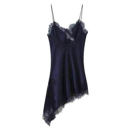 Lace panel slip dress