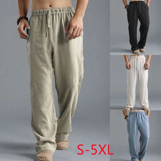 Pantalone ropa informal De algodón y lino