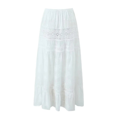2-piece white spring outfit for women, sexy cotton matching set, lace skirt set, summer beach vacation dress, female outfit 2025