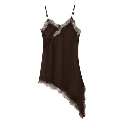 Lace panel slip dress