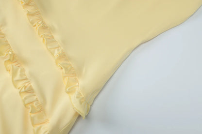 vestido espalda descubierta Sexy volantes elegante plisado Maxi
