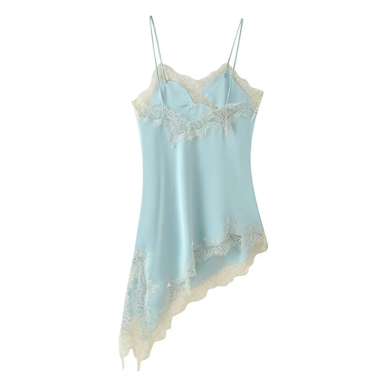 Lace panel slip dress