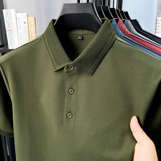 Polo de 76% algodón para hombre: tela texturizada transpirable