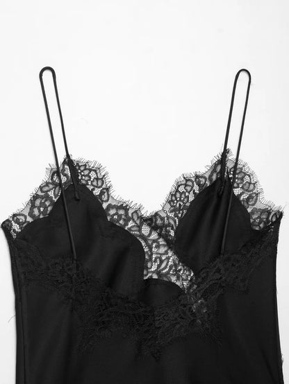 Lace-paneled camisole tops