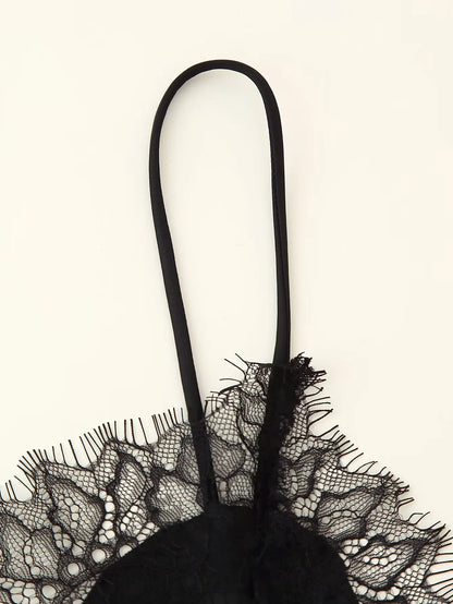 Lace panel slip dress