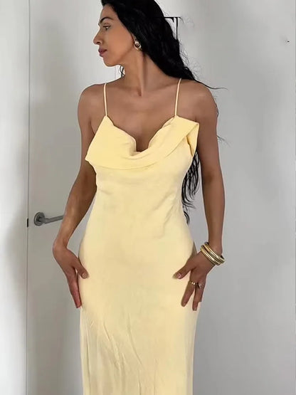 Asymmetrical backless strappy bodycon dress