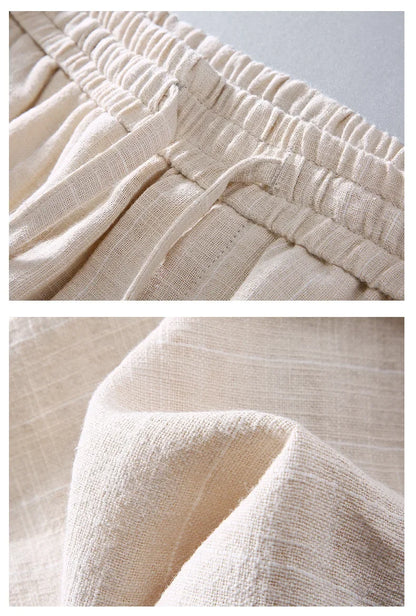 Breathable Linen and Cotton Casual Style Pants