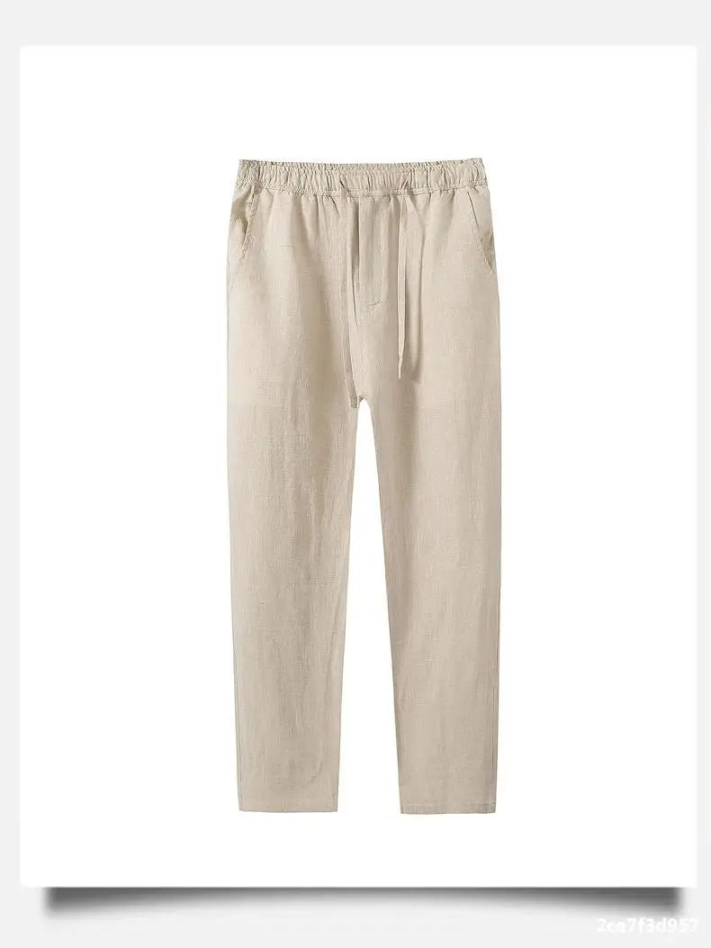 Ankle-length casual linen pants