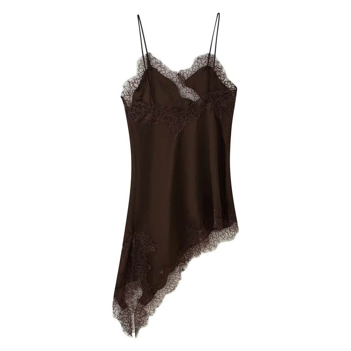 Lace panel slip dress