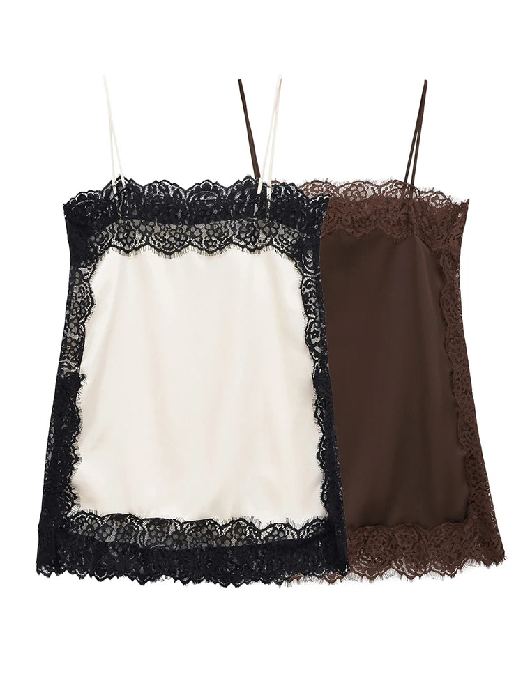 Sexy lace-textured satin tops