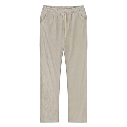 Solid color linen and cotton trousers