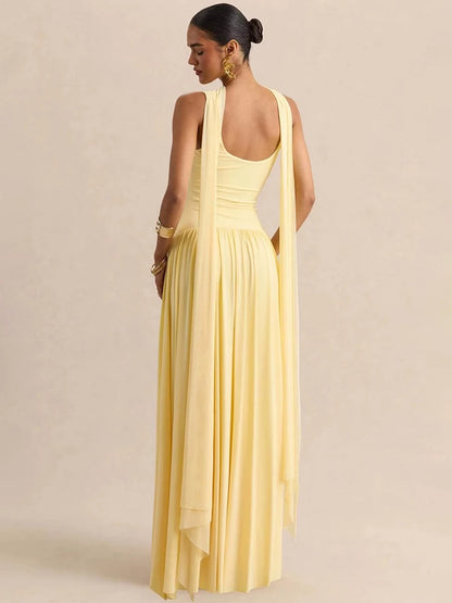 Sexy U-Neck Backless Shawl Long Dress