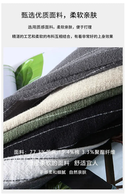 Breathable Linen and Cotton Casual Style Pants