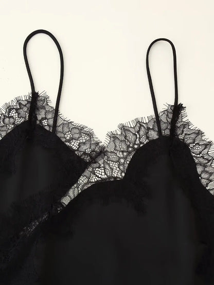 Lace panel slip dress