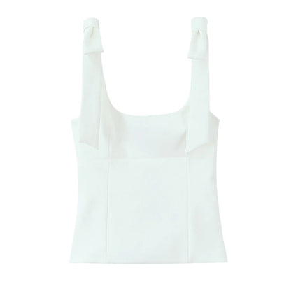 Tops Mujer verano Sexy sin mangas arco cuello cuadrado