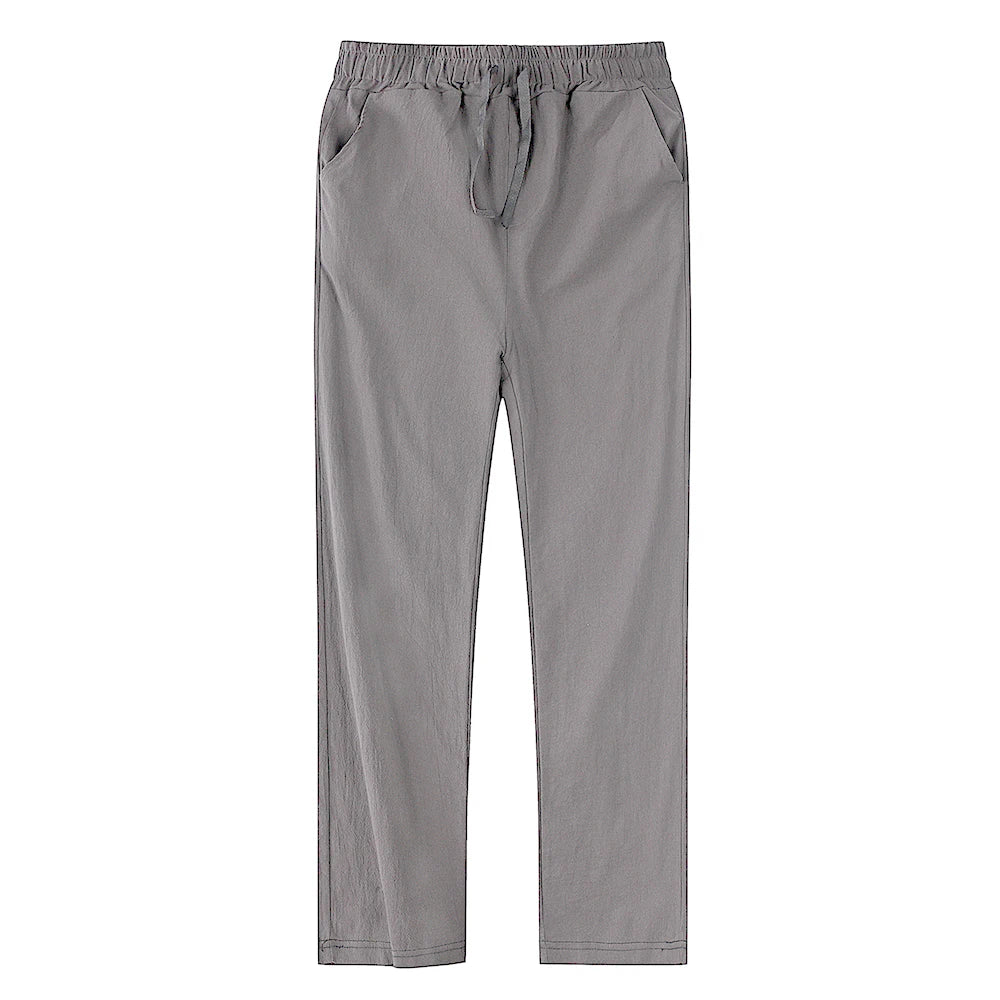 Solid color linen and cotton trousers