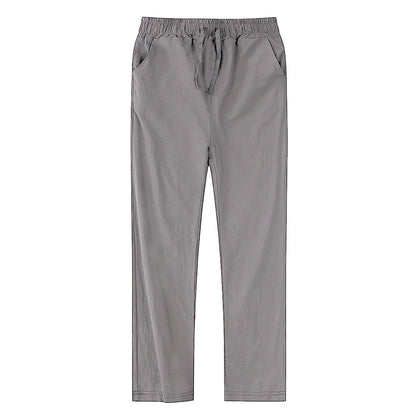 Solid color linen and cotton trousers