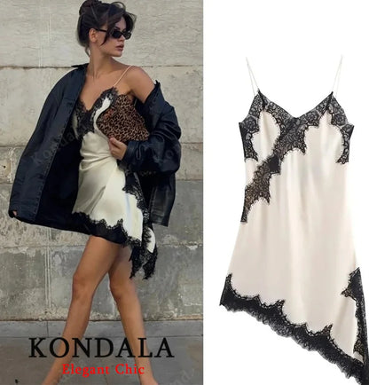 Women's tops lace trim ruffle asymmetrical hem