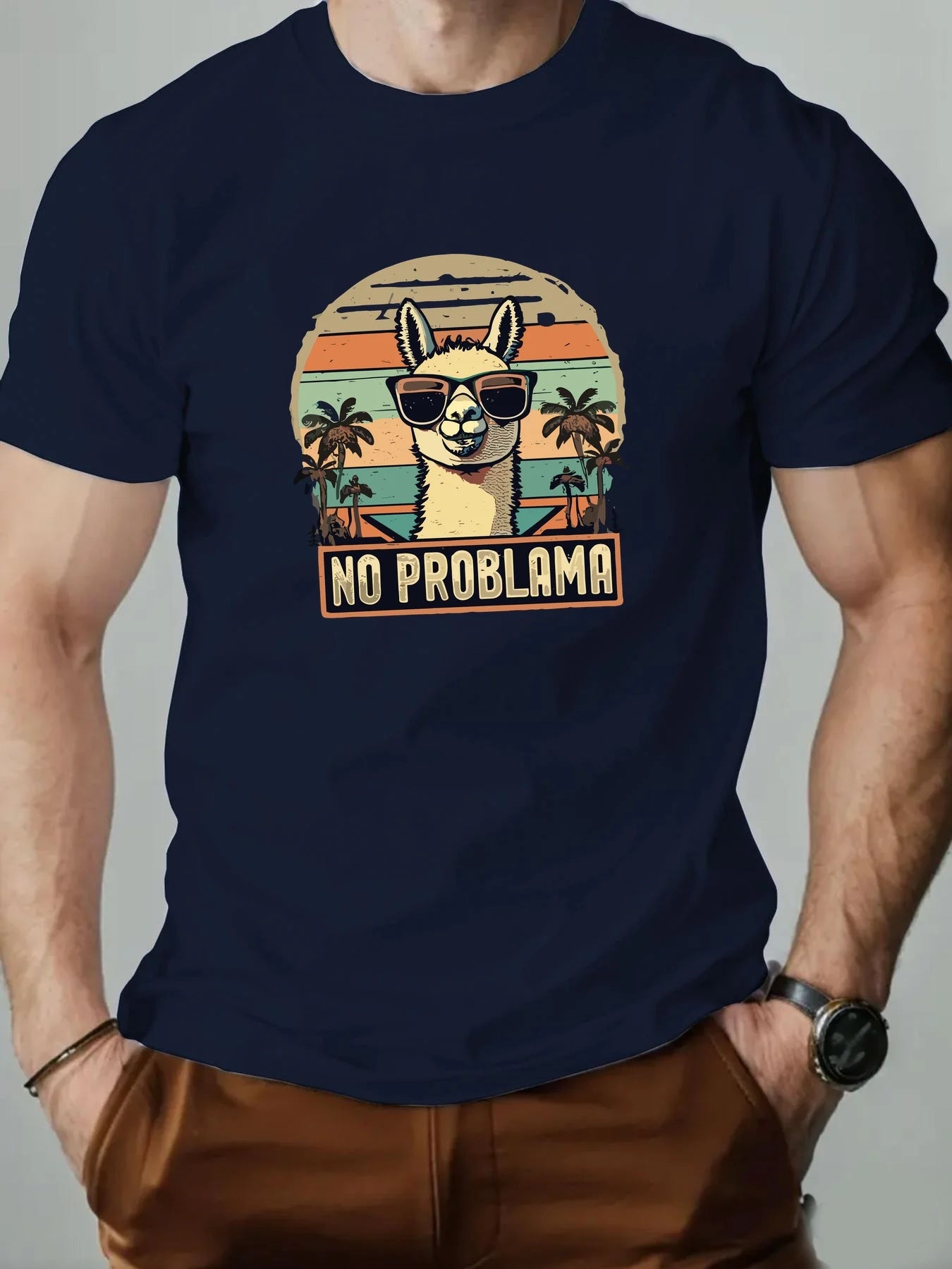 100% Cotton T-shirt with Alpaca print