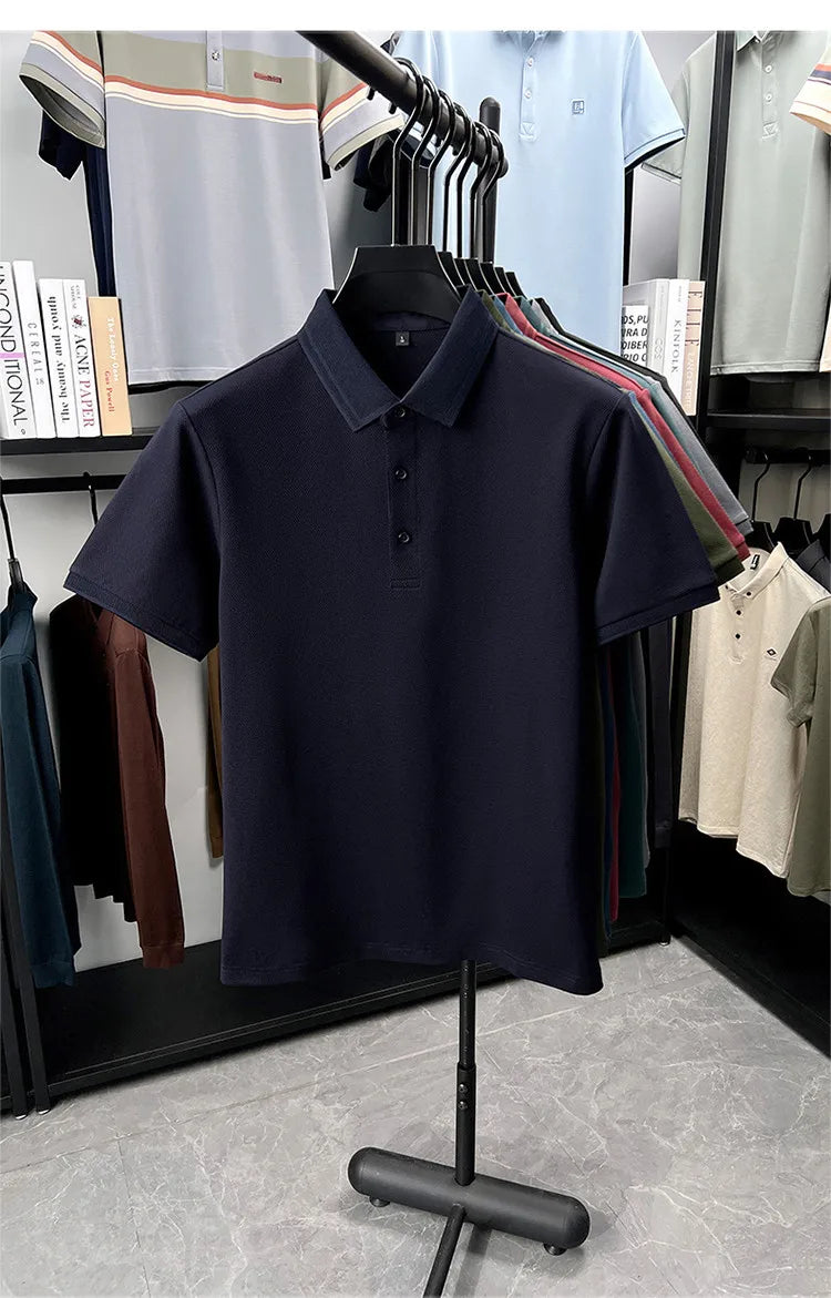Polo de 76% algodón para hombre: tela texturizada transpirable