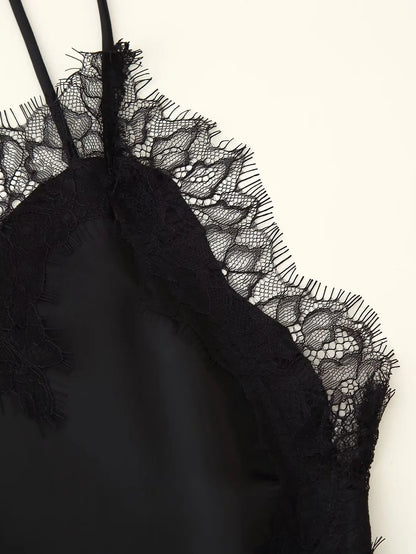 Lace panel slip dress