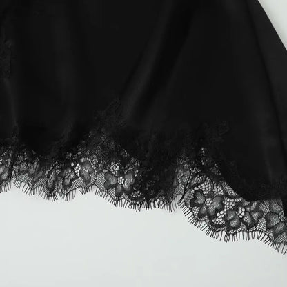 Women's tops lace trim ruffle asymmetrical hem