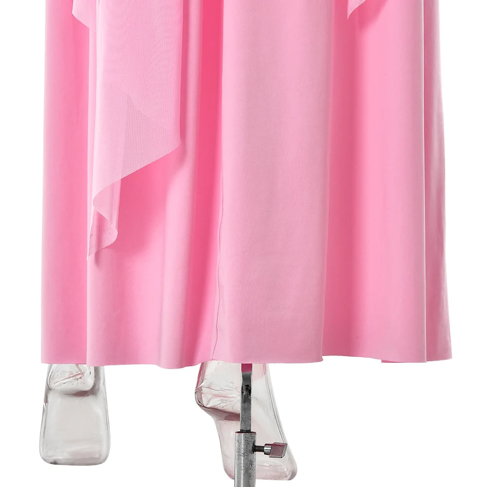 vestido largo sin mangas con cuello en U