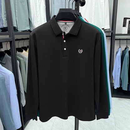 Polo de manga larga de algodón de seda