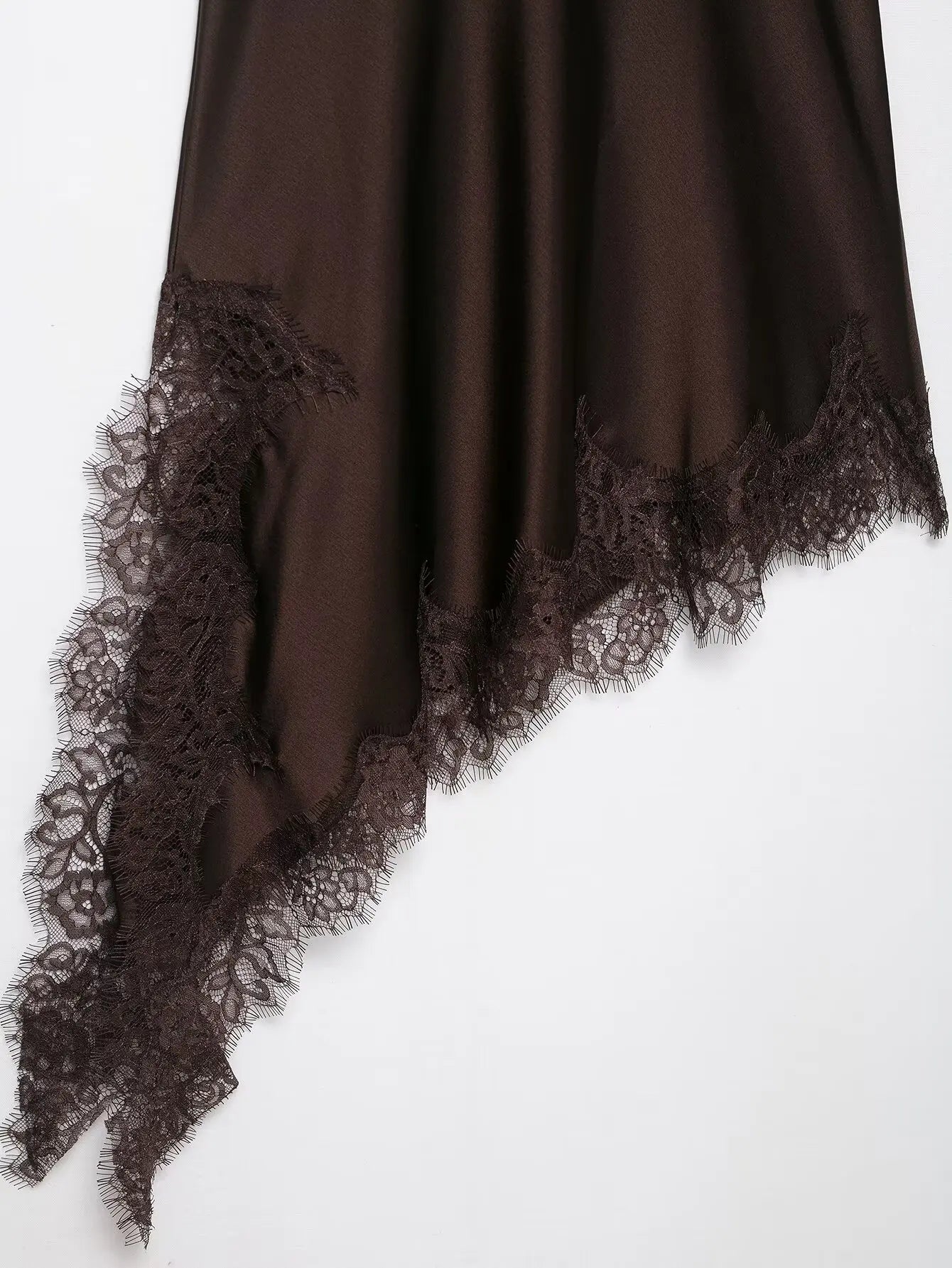 spliced satin lace sheer dress
