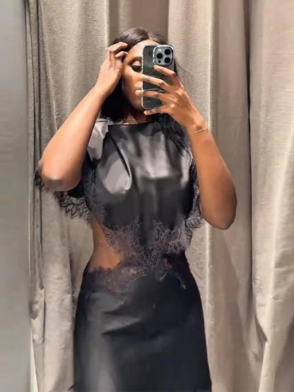 Sexy lace patchwork dress