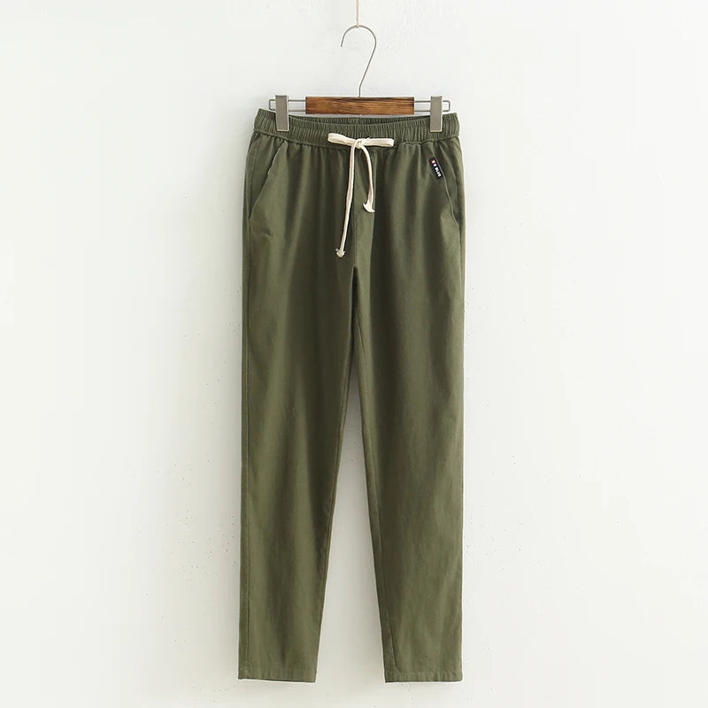 Ankle-length casual linen pants