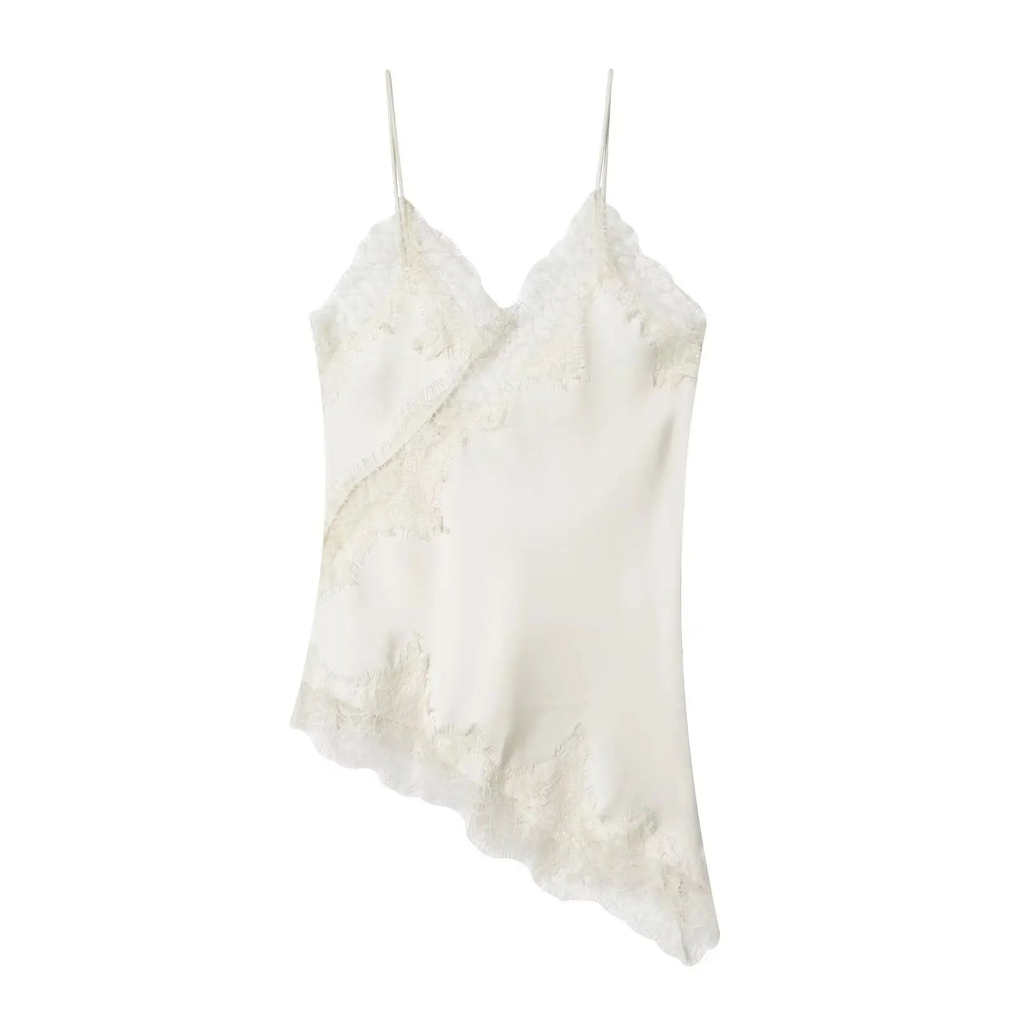 Lace-paneled camisole tops