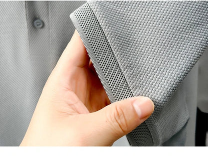 Polo de 76% algodón para hombre: tela texturizada transpirable