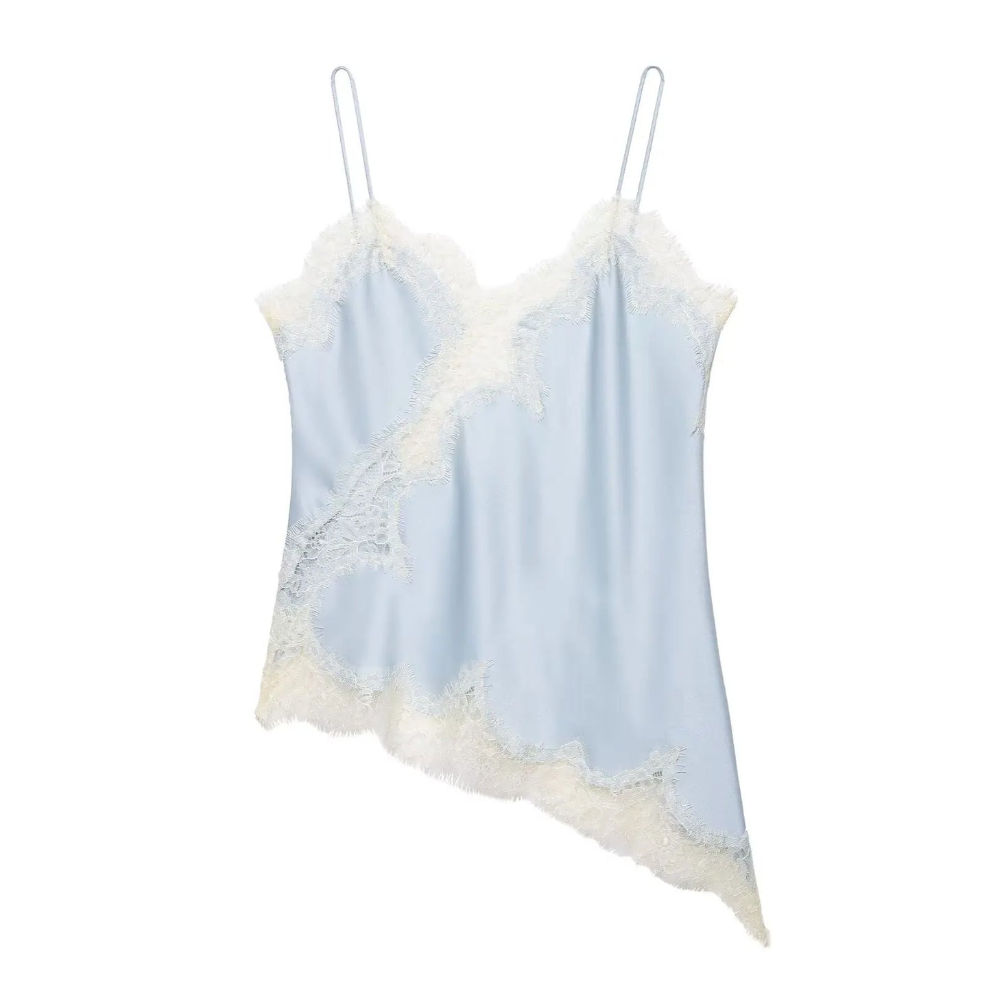 Lace-paneled camisole tops