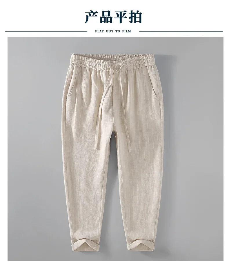 Breathable Linen and Cotton Casual Style Pants