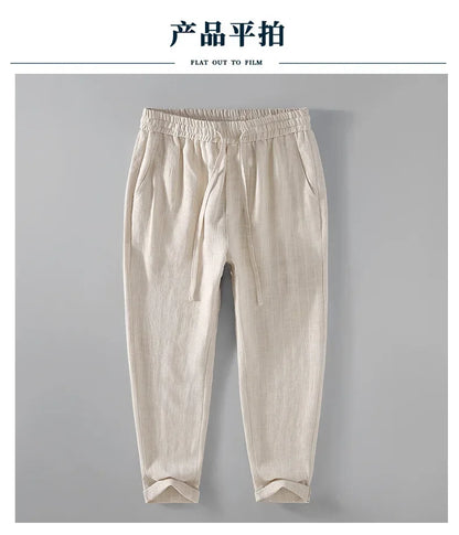 Breathable Linen and Cotton Casual Style Pants