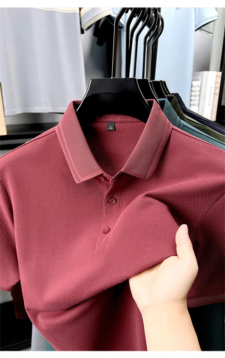 Polo de 76% algodón para hombre: tela texturizada transpirable